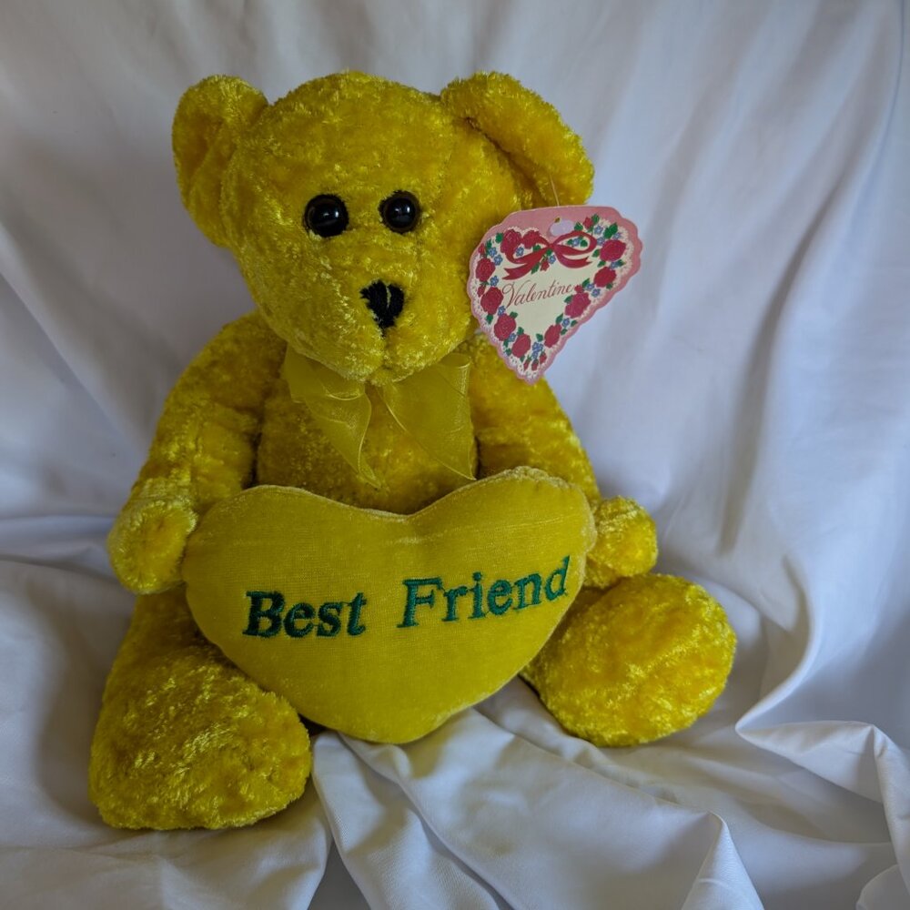 Sunshine Yellow Best Friend Bear. Valentine Galentine's Day